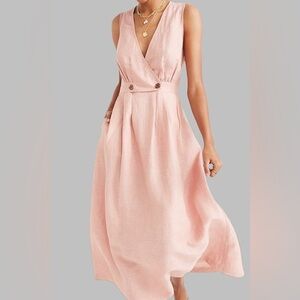 Madewell Pink Linen blend Summer MIDI Dress